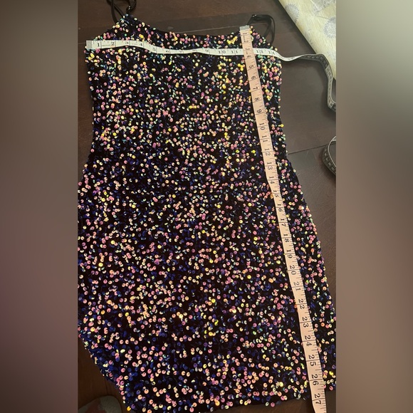 BP. Small Night Out Sequin Camisole Dress Black Multi-Color Sequins Mini NYE - Picture 6 of 6